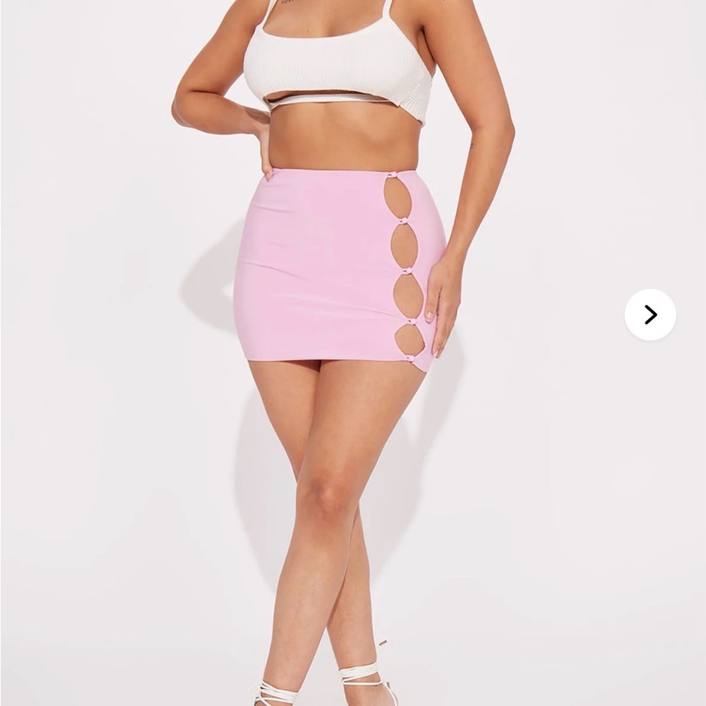 Fashion Nova Unpredictable Love Cut Out Mini Skirt pink